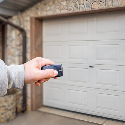 Gainesville security key fob pointing to a garage door
